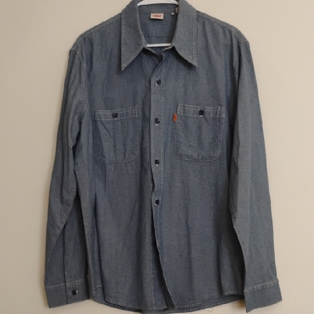 Levi's Blue Casual Button Down Shirt with Long Sleeves Large